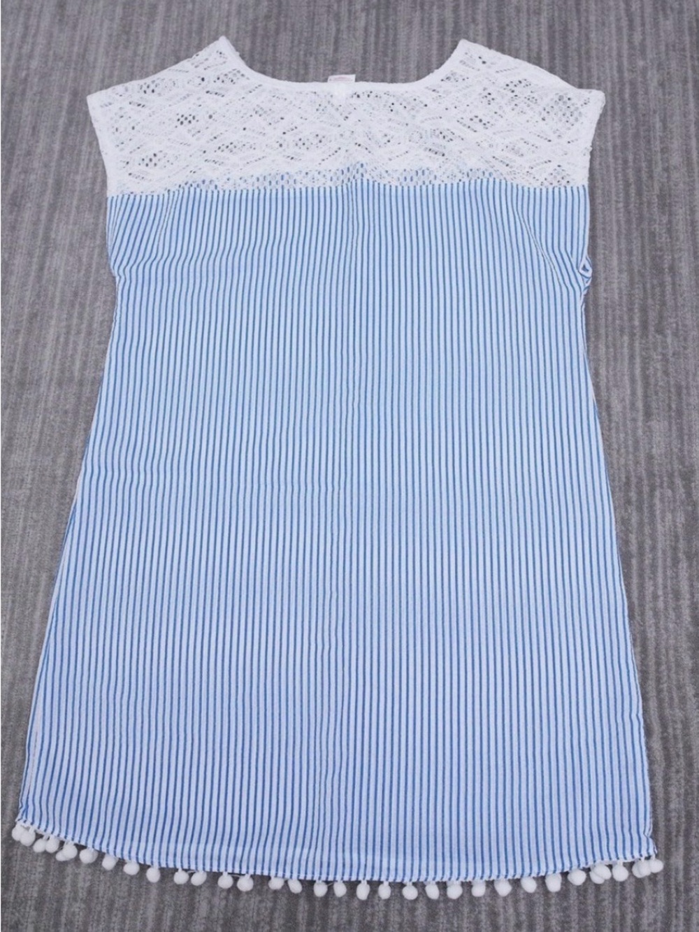 Merona Blue and White Striped Lace-Top Swim Coverup
